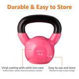 Amazon Basics Vinyl Kettlebell, 15 pound, Pink Amazon Basics