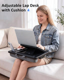 Yotnufy Adjustable Lap Desk with Cushion Stroage Rotatable Phone Stand