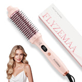Thermal Brush, FLYZEMAA 1.5 Inch Heated Round Brush for Long Dry Hair, Heated Brushes Straightener with 3 Temp Settings, Blowout Brushes for Curling & Volumizing, Anti-Scald Nylon Bristles(Pink)