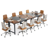 Conference Table Set of 4, Meeting Room Table with Metal Frame & Adjustable Foot Pads