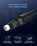 KONLLEN Carbon Fiber Pool Cue, Low Deflection Shaft with Pro Taper, Ebony Inlay Design, 11.8mm Tip, Adjustable Weight System