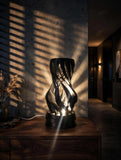 MAKER 3D Twist Spiral Table Lamp in Black - Handmade 3D Printed Shadow Projection Night Light, Dimmable USB LED Bedside Accent Lamp for Bedroom, Nursery and Office Desk Decor