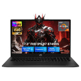 NIMO 17.3" Gaming-Laptop, AMD Ryzen 7 8745HS (Up to 4.9GHz Beat R9 7940HS) 32GB RAM 1TB SSD Radeon 780M, USB 4.0 FHD PC for AI Multitasking & Remote Video Creators Streaming 2-Yr Warranty