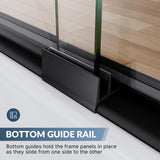 SUNNY SHOWER 58.5-60 in.W x 72 in.H Glass Shower Door, Semi Frameless Double Sliding Shower Door, 1/4" Clear Glass, Black Finish