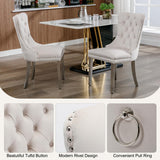 SSLine Faux Stone Round Dining Table Set for 4 w/Velvet Chair,Mars Pattern