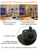BOHON LED Desk Lamp with USB Charging Port 3 Color Modes Dimmable Reading Light Intelligent Induction Auto Dimming Task Lamp Neck Flexible Table Lamp for Bedside Office, AC Adapter Include