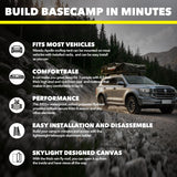 Meedo Designs Apolle TNT L, Soft Shell Rooftop Tent, Fits 3 People, Made with Waterproof Material and Clamp-knob System, Clamshell Army Green Roof top Tent for SUV, Truck, Pickup, Ladder Included