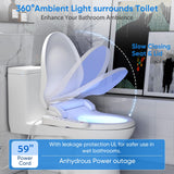 Upgrade Bidet Toilet Seat Elongated, Rear and Feminine Wash, Unlimited Warm Water, Heated Seat, Warm Air Drying, Soft Close Lid, Sense Seat