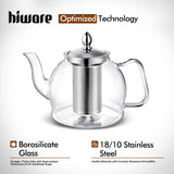 HIWARE 1500ml Glass Teapot with Removable Infuser, Stovetop Safe Tea Kettle, Blooming and Loose Leaf Tea Maker Set