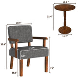 FAGAGA Accent Chairs Set of 2, 2 Solid Wood Armchairs with Side Table