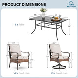MFSTUDIO 7-Piece Patio Dining Set, Rattan Chairs, Rectangular Table