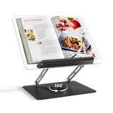 HAUTOCO Acrylic Book Stand, Adjustable Book Holder with 360° Rotating Base