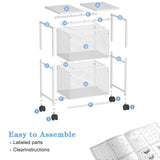 Sbanmao Letter/Legal Rolling File Cabinet, Rolling File Cart with 2 Drawers Filing Cabinet for Home Office, Hanging File Folders Organize, White