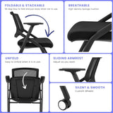 4 Pack Stackable Conference Room Chairs with Wheels and Paddle, Ergonomic Mesh Back and Arms for Meeting
