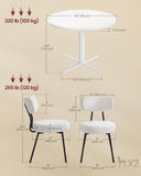 Dining Table Set, Round Dining Table with 2 Upholstered Kitchen Chairs, for Small Spaces, Kitchen, Living Room