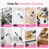 12-in-1 Steam Mop Cleaner, 15-Sec Fast Heat-Up, 1200W Floor Steamer with Double-Sided Pads, Removes 99.99% Stubborn Stains for Hardwood Floors, Marble, Clothes, Windows, Tiles, White