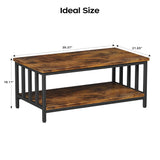 Homeiju Coffee Table for Living Room, Farmhouse Living Room Table with Slatted Sides Frame for Home Office, Apartment, 39 inch Rustic Black and Brown