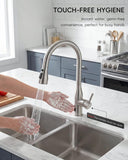 APPASO Touchless Kitchen Faucet with Pull-Down Sprayer, Kitchen Sink Faucet Touchless Brushed Nickel, Single Handle Hands-Free Motion Sensor Faucets Suitable for 1 or 4-Hole Sink, Stainless Steel