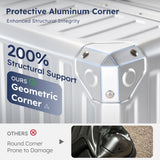 ALPHA CAMP 3 Piece Luggage Sets with Aluminum Frame (20/24/28 Inch，Silver)
