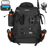 Kalkal Fishing Tackle Backpack, 51L Water-Resistant Fishing Backpack with Cooler & 4 Rod Holder, Sunglasses Pocket, Fishing Tackle Bag Storage Fishing Gear, Fishing Gifts for Men Father