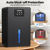 OWAAE Dehumidifier, 1000 sq.ft Quiet Dehumidifiers for Home Bedroom Bathroom Basement with 95oz Water Tank, Sleep Mode, Auto Shut-Off 7 Colors LED Light, Grey