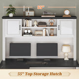 L Shaped Desk with Hutch and 3 Drawers, 68.9" Executive Office Desk with File Drawer and Power Outlet