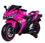 Electric Ride-On Motorcycle for Kids with 12V Motor, Training Wheels, Manual Throttle, Light Up Wheels, Music Player & Headlights - Ages 3-6 (Pink + Plastic + 50-99 pounds)