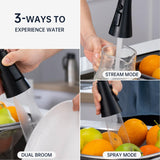 DAYONE Matte Black Touchless Kitchen Sink Faucet with Pull Down Sprayer and Soap Dispenser, Stainless Steel Motion Sensor Touch Faucet for Kitchen Sink Smart Hands-Free Single Handle
