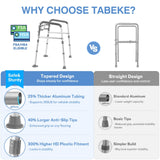 TABEKE Toilet Safety Rails for Seniors, Adjustable Height & Width Toilet Safety Frames with Handles, Foldable Toilet Rails for Disabled Elderly Fit Most Toilets (w. Suction Cups)