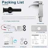 Herogo Touchless Bathroom Sink Faucet, Automatic Sensor Brushed Nickel Waterfall Stainless Steel Bathroom Faucet with Brass Pop Up Drain for Vanity RV Lavatory Farmhouse