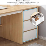 White Wooden Study Desk with 3 Drawers & Storage Shelf, Computer Desk for Students & Home Office, Simple Writing Table Workstation (120x50x73cm)