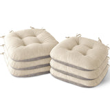 Indoor Dining Chair Cushions Set of 6 Kitchen Chair Pads with Ties Tufted Seat Cushion
