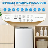 OLIXIS Portable Washing Machine, 7.7 lbs Full-Automatic Compact Laundry Washer, Stainless Steel Drum, 10 Wash Cycles, Auto-Balance Detection, LED Display, Mini Washer for Home, Apartment, Dorm, White