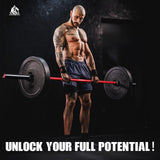 LIONSCOOL 7ft Olympic Barbell (Red Ceramic Shaft & Black E-coated Sleeves, 1500LBS, No Center Knurl)