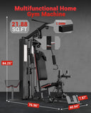Garvee Home Gym Equipment Machine, Full Body Workout Machine with 150 LBS Weight Stack, Multifunctional All in One Exercise Station with Preacher Curl Pad, Leg Developer for Strength Training