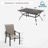 MFSTUDIO 7 Piece Outdoor Dining Set, Metal Table w/Textilene Chairs