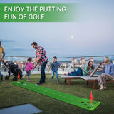 Golf Putting Game Set with Front Border for Indoor & Outdoor,Golf Putting Green Mat Include 4 Balls,1 Portable Bag,2 Flags&Cups,Practice Training Aid for Backyard,Party,Office
