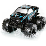 Ufilni 1:24 Waterproof Monster Truck Toys RC Cars: Amphibious Remote Control Car Trucks 4WD All Terrain Off-Road Pickup Toy for 6 7 8 9 10 11 12 Year Old Boys Girls Kids Gifts Presents Blue