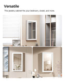 SONGMICS Lockable Jewelry Cabinet Armoire with Mirror, Wall-Mounted Space Saving Jewelry Storage Organizer, White UJJC51WT