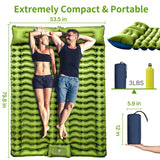 Double Sleeping Pad - Self Inflating 4" Extra-Thick for 2 Person with Pillow Built-in Foot Pump Inflatable Sleeping Mat Yuzonc