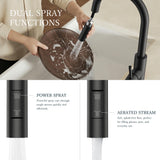 FORIOUS Kitchen Faucets with Pull Down Sprayer, Black Classic Single Handle Stainless Steel High Arc Faucet for Kitchen Sink, 1 Hole with Deck Plate Sink Faucet for Bar RV Farmhouse Outdoor Laundry