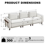 112" Cloud Modular Sectional Sofa,Oversized Deep 3 Seater Couch with Armrests Wooden Legs,Comfy Thicked Cushion Upholstered Sofa for Living Room Bedroom,White
