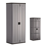 Suncast Tall Storage Cabinet for Garage Organization - 72" Freestanding Utility Closet with Shelving for Garden Supplies, Paint Cans & Outdoor Tools, Multi-Wall Resin Construction, Platinum
