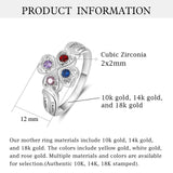 Oseew Personalized 4 Round Birthstone Ring for Women 10K 14K 18K Solid Gold Engraved Name Birthstone Ring Birthday Christmas Mother's Day Jewelry Gifts for Her