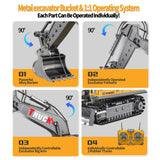 17CH Remote Control Excavator Construction Toy for Boys - 2400mAh RC Excavator Toy with Metal Shovel/Spray/Lights/Sounds, RC Digger Construction Vehicles Toys Excavator Toys Gift for Boys 8-12 Yr Old
