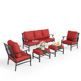 MIXPATIO 5-Piece Wrought Iron Patio Conversation Set, Red