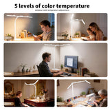 Omorepa 4 Light Bar Design Goose-Neck Desk Lamp with Base,24W Bright Led Tall Desk Light with Remote,Eye Care Reading Table Light for Desktop Working,Drafting,Reading