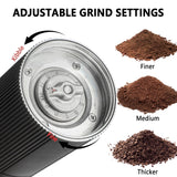 Electric Coffee Grinder Portable Conical Burr Coffee Grinder with 45 Adjustable Settings, Cordless Coffee Burr Grinder for Espresso, Home, Travel, Camping, Office (Black)