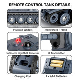 BRRRRT1/64 Remote Control Military Vehicles with Infrared Shoot,Mini RC Tank with 330° Rotating Turret and Sound & Lighting, RC Tank That Shoots Toy for Kids 8+ Gray