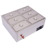 6 Pan Commercial Food Warmer Electric Food Steamer Countertop Adjustable Buffet Server Food Warming Tray Stainless Steel Chafing Dishes Table Steamer Soup Station 850W 110V (6-Pan)